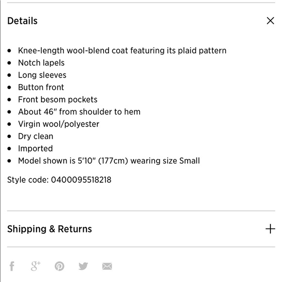 Theory wool blend long plaid print coat, M - Picture 5 of 5